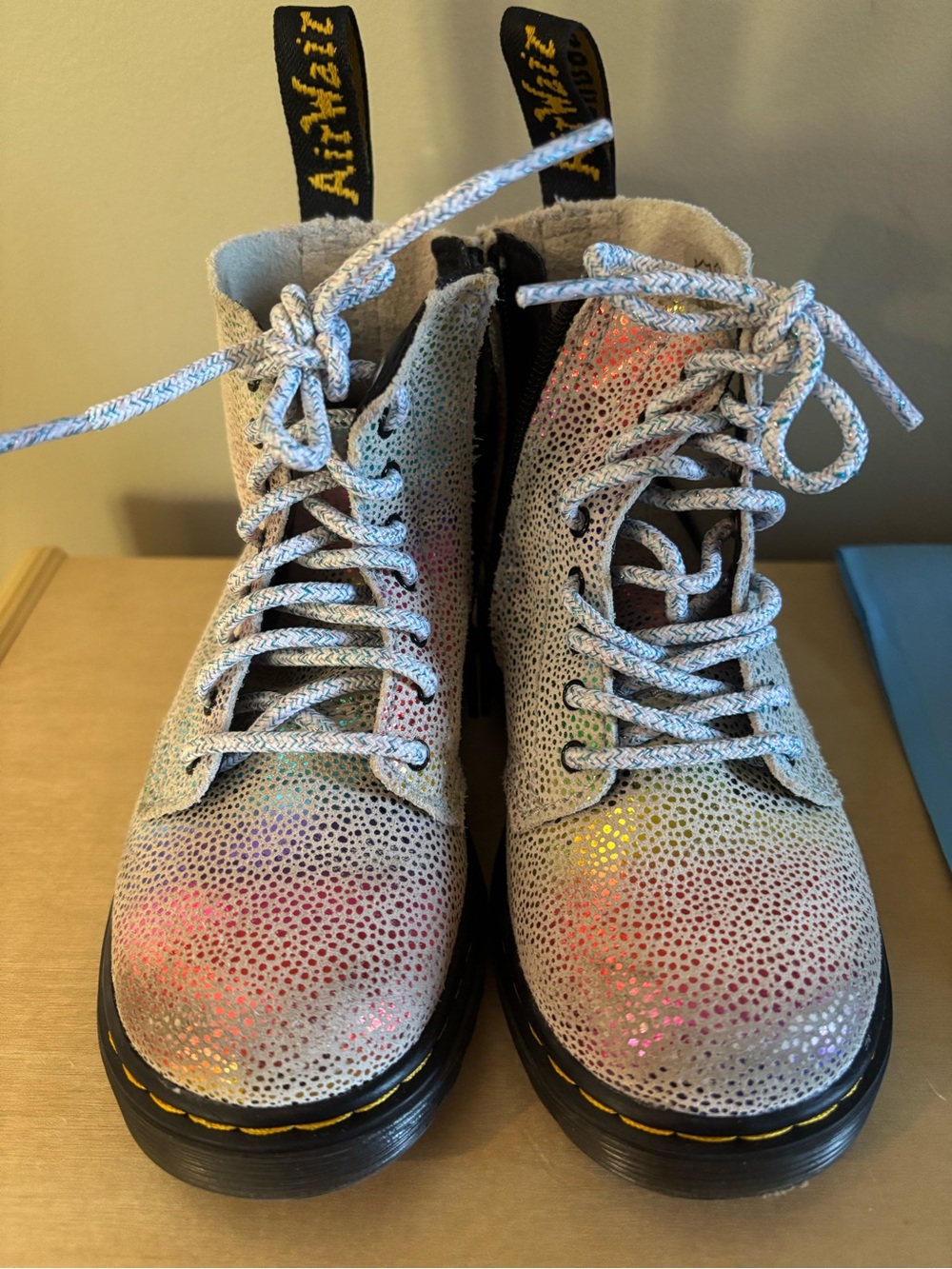 Dr. Martens Kids Iridescent Glitter Combat Boots - Multicolor